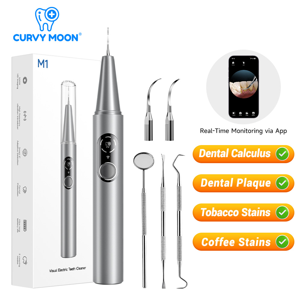 Teeth Whitening Mouthwash - CURVY MOON Zichtbare elektrische ultrasone tandenreiniger