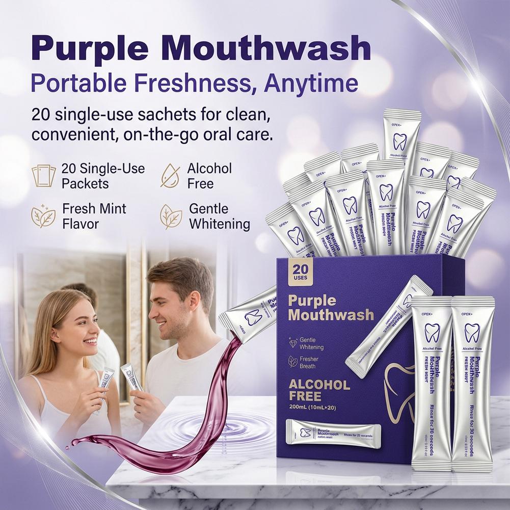 Paarse mondspoelmiddel voor he - Teeth Whitening Mouthwash recensie en prijs